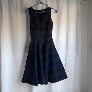 Blue and Black Plaid Vintage Style Dress